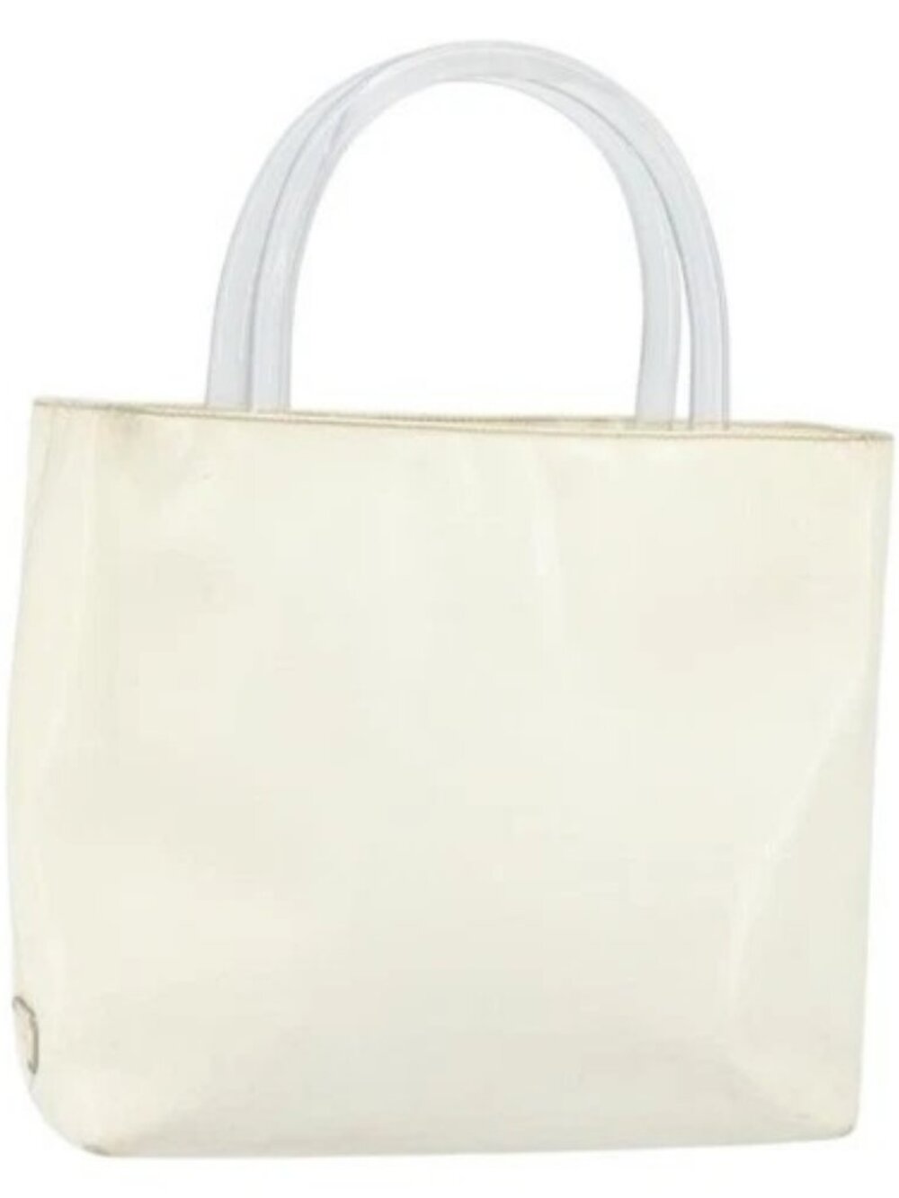 PRADA Hand Bag Patent leather White Clear Auth bs32510